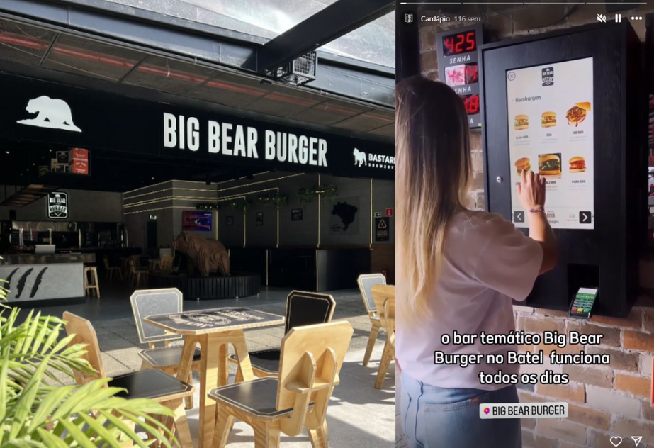 Exemplo de uso do totem de atendimento da Cplug, pela Big Bear Burger.